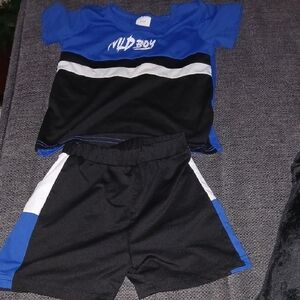 Kids Blue and Black Shirt & Shorts Set